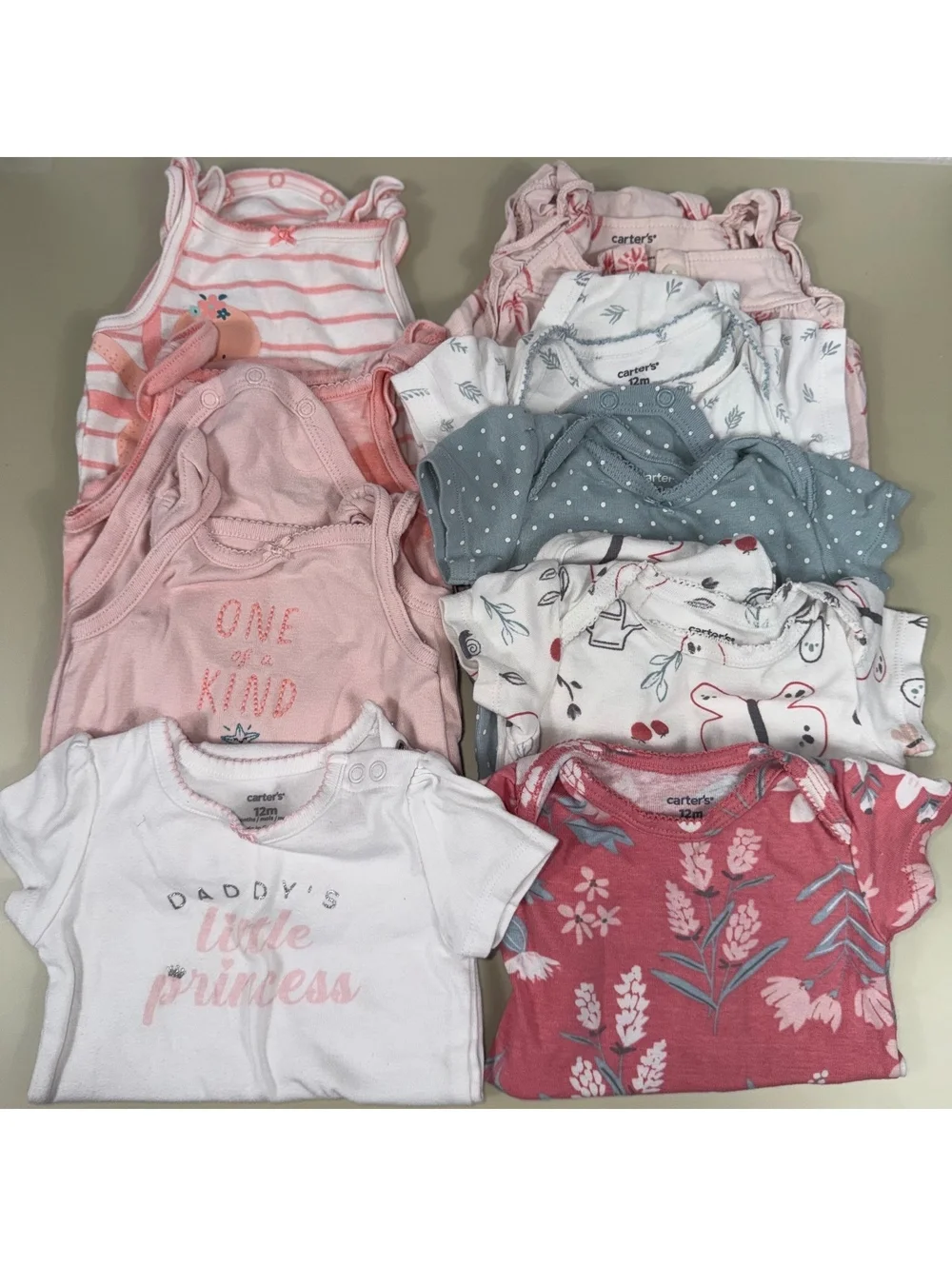 Carter’s Baby Girl 12M Bodysuit Lot 9 Piece